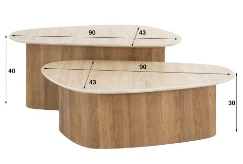 Couchtisch Set Lungi 2 | 2-teilig | Keramik Travertin | Naturfarben