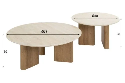 Couchtisch Set Lungi | 2-teilig | Keramik Travertin | Naturfarben