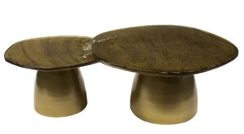 Couchtisch set Mira | 2-teilig | Glas | Antikgold