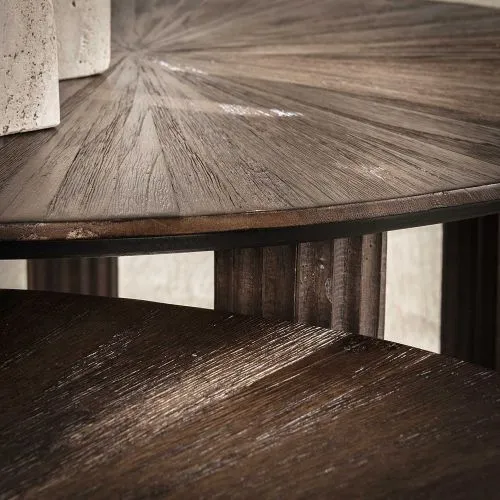 Couchtisch Set Naru | dreieckig | 2-teilig | Teakholz massiv | Espresso
