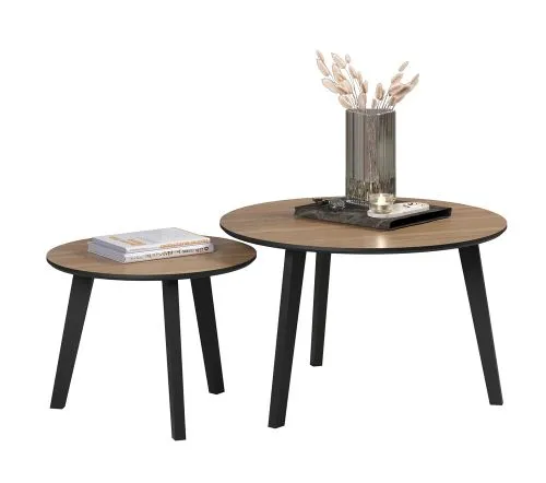 Couchtisch Set Ronin | Eiche / schwarz | 2-teilig