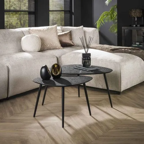 Couchtisch Set Sai dreieckig | 2-teilig | Metall | metallic schwarz