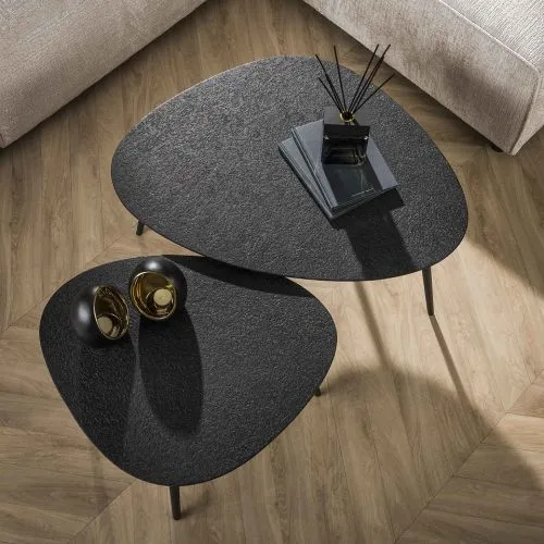 Couchtisch Set Sai dreieckig | 2-teilig | Metall | metallic schwarz
