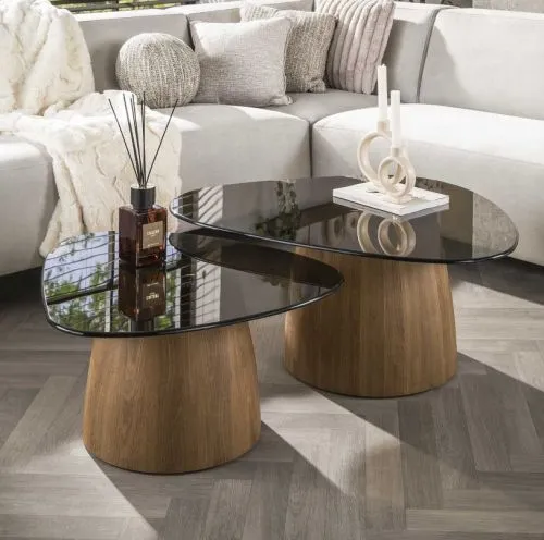 Couchtisch Set Shades | 2-teilig | dreieckig | Glas | Bronze