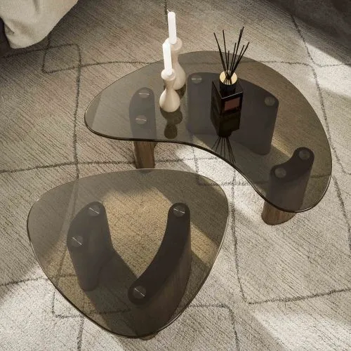 Couchtisch Set Shades | 2-teilig | nierenförmig | Glas | Bronze