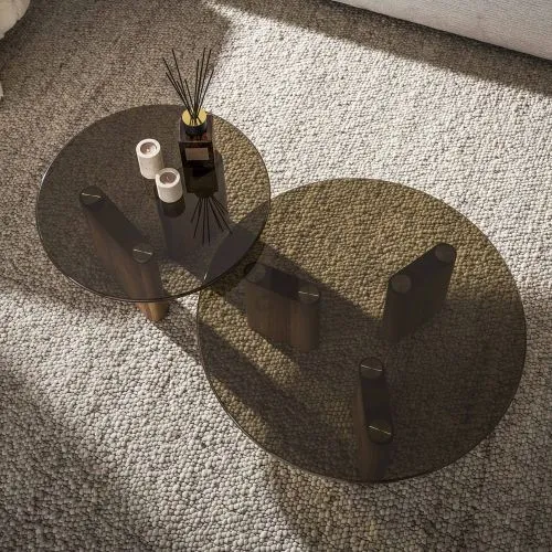 Couchtisch Set Shades | 2-teilig | rund Ø58/76 | Glas | Bronze