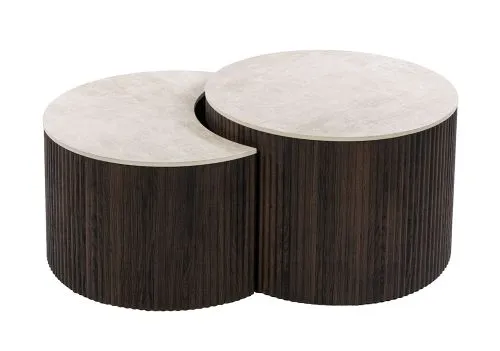 Couchtisch Set Sienna | 2-teilig | halbrund | 3D Keramik | Taj Mahal