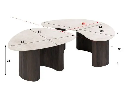 Couchtisch Set Sienna | organisches Design | 2-teilig | 3D Keramik | Taj Mahal