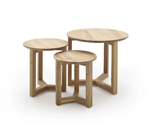 Couchtisch Set Sinio | 3-teilig | Asteiche massiv | Ø50/Ø45/Ø32