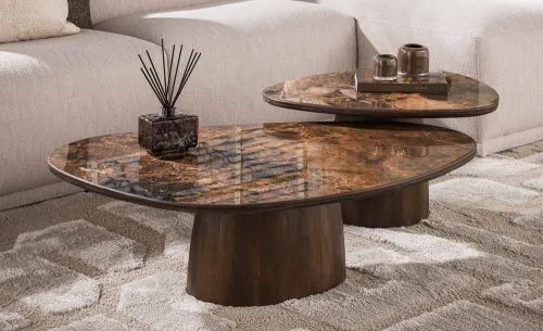 Couchtisch Set Violay | 2-teilig | dreieckig | Keramik | dark emperador