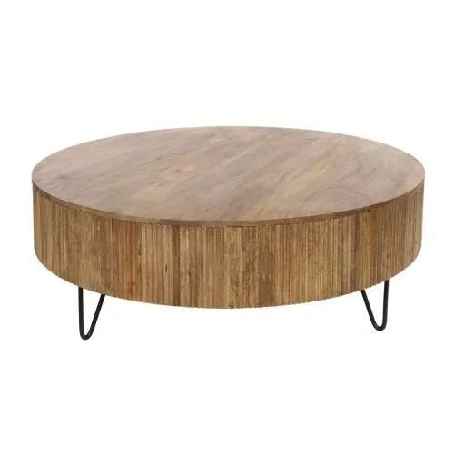 Couchtisch Talga | Mangoholz massiv | sandfarbe | Ø120 cm