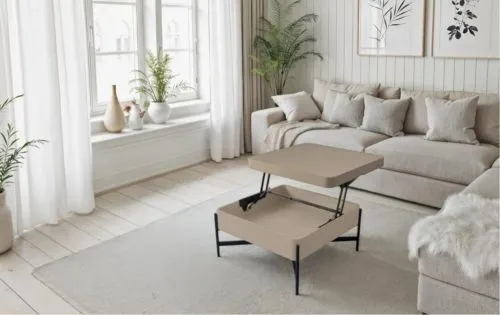 Couchtisch Tavazza mit Lift | basalt grau / schwarz