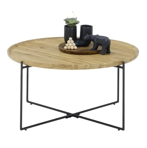 Couchtisch Treviso | rund | Eiche massiv / schwarz
