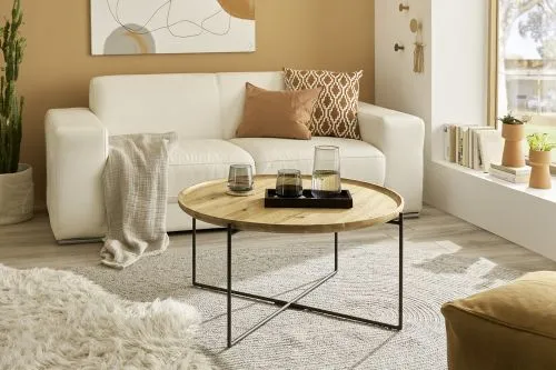 Couchtisch Treviso | rund | Eiche massiv / schwarz