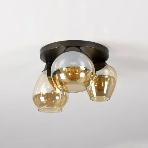 Deckenleuchte Aviora | 3 Leuchten | Amberfarbenes Glas