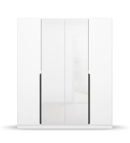 Drehtürenschrank Artemis | mit Glastüren | alpinweiß / weiß | 181 x 210 x 54 cm