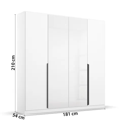 Drehtürenschrank Artemis | mit Glastüren | alpinweiß / weiß | 181 x 210 x 54 cm