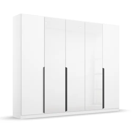 Drehtürenschrank Artemis | mit Glastüren | alpinweiß / weiß | 226 x 210 x 54 cm