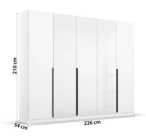 Drehtürenschrank Artemis | mit Glastüren | alpinweiß / weiß | 226 x 210 x 54 cm