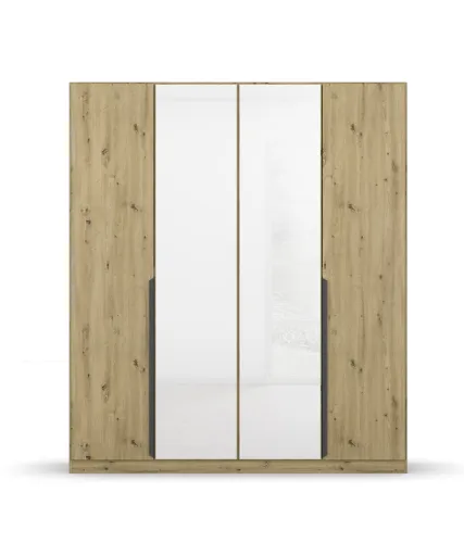 Drehtürenschrank Artemis | mit Glastüren | Eiche Artisan / weiß | 181 x 210 x 54 cm