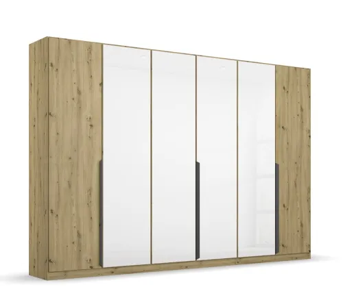 Drehtürenschrank Artemis | mit Glastüren | Eiche Artisan / weiß | 271 x 210 x 54 cm