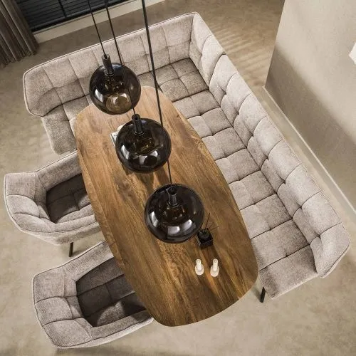 Eckbank Esszimmer Muda | links | Hoven-Stoff / Chenille | sand-braun