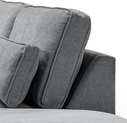 Ecksofa Lux rechts mit Rückenkissen | 305cm | Webstoff | grau