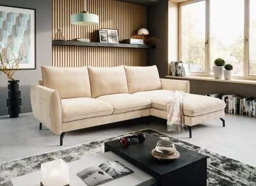 Ecksofa Toronto L-Form rechts | 259cm | Webstoff | beige