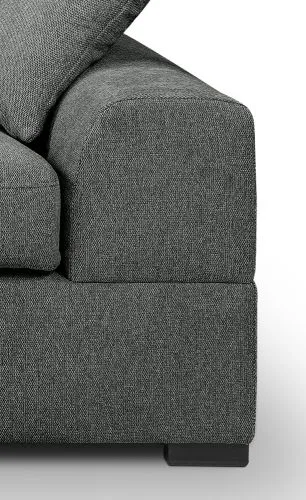 Ecksofa Veda links mit Rückenkissen | 308cm | Strukturstoff | grau