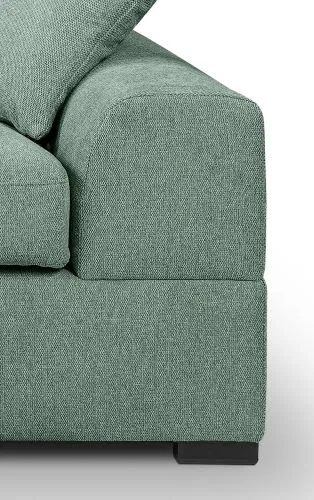 Ecksofa Veda links mit Rückenkissen | 308cm | Strukturstoff | petrol