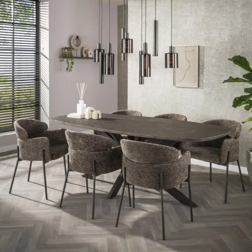 Esstisch Alur | dänisch Oval | 180/215 cm | Metallic-Optik