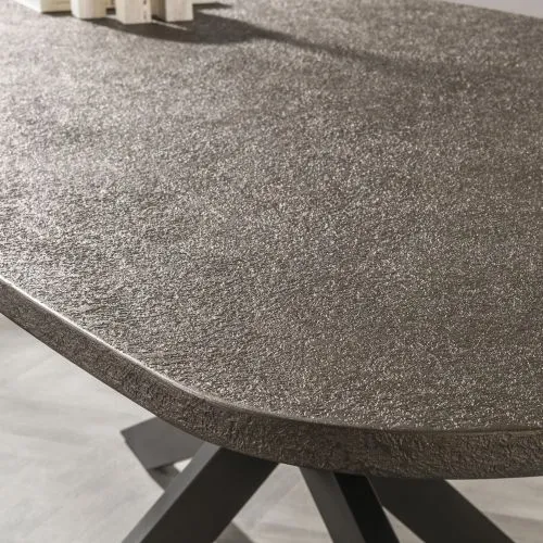 Esstisch Alur | dänisch Oval | 180/215 cm | Metallic-Optik