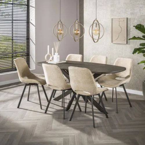 Esstisch Alur | dänisch Oval | 180 cm | Metallic-Optik