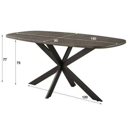 Esstisch Alur | dänisch Oval | 180 cm | Metallic-Optik