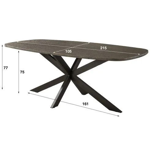 Esstisch Alur | dänisch Oval | 215 cm | Metallic-Optik