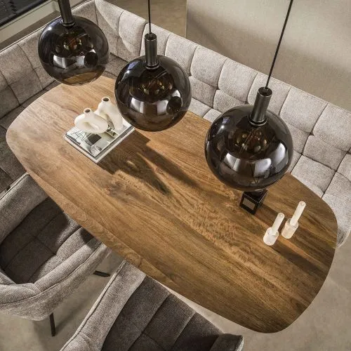Esstisch Board | 180cm | oval | Mango massiv | sand