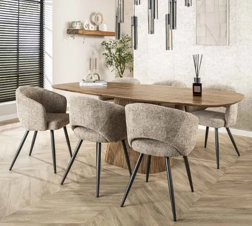 Esstisch Board | 215cm | oval | Mango massiv | sand
