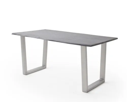 Esstisch Calabria | Akazie massiv | T-Gestell Edelstahl | grau | 180 x 100-Tischplatte 3,5 cm