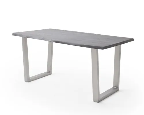 Esstisch Calabria | Akazie massiv | T-Gestell Edelstahl | grau | 200 x 100 -Tischplatte 3,5 cm
