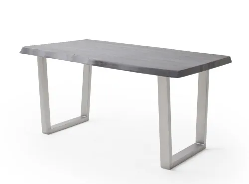Esstisch Calabria | Akazie massiv | T-Gestell Edelstahl | grau | 200 x 100 -Tischplatte 5,5 cm
