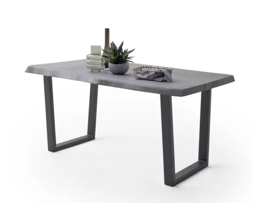 Esstisch Calabria | Akazie massiv | T-Gestell | grau / anthrazit | 240 x 100-Tischplatte 5,5 cm