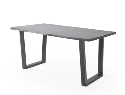 Esstisch Calabria | Akazie massiv | T-Gestell | grau / antik gewischt | 180 x 90-Tischplatte 2,5 cm