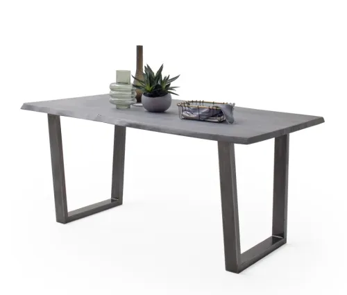 Esstisch Calabria | Akazie massiv | T-Gestell |grau / antik gewischt | 200 x 100 -Tischplatte 3,5 cm