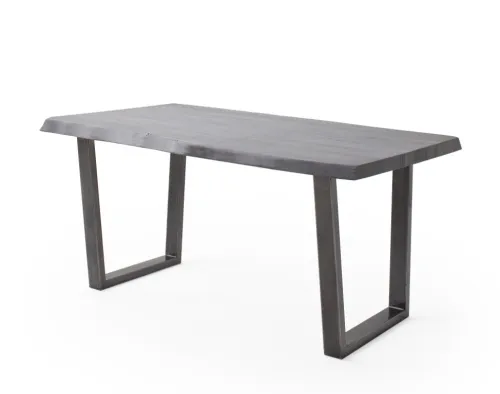 Esstisch Calabria | Akazie massiv | T-Gestell | grau / antik gewischt | 240 x 100-Tischplatte 5,5 cm
