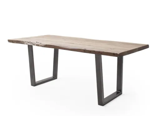 Esstisch Calabria | Akazie massiv | T-Gestell | natur / antik gewischt | 240 x 100-Tischplatte 5,5 cm