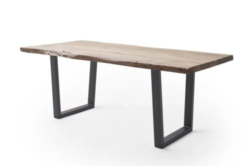 Esstisch Calabria | Akazie massiv | T-Gestell | natur/ anthrazit | 240 x 100-Tischplatte 5,5 cm