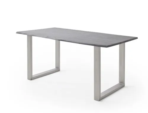 Esstisch Calabria | Akazie massiv | U-Gestell Edelstahl | grau | 160 x 90-Tischplatte 2,5 cm
