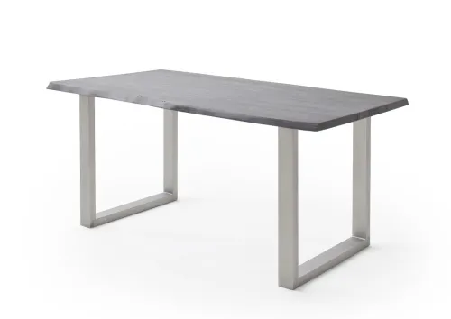 Esstisch Calabria | Akazie massiv | U-Gestell Edelstahl | grau | 200 x 100 -Tischplatte 3,5 cm