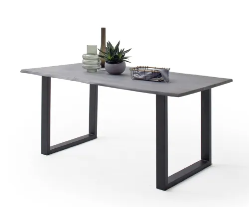 Esstisch Calabria | Akazie massiv | U-Gestell | grau / anthrazit | 180 x 90-Tischplatte 2,5 cm