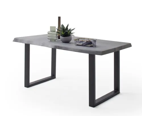 Esstisch Calabria | Akazie massiv | U-Gestell | grau / anthrazit | 200 x 100 -Tischplatte 5,5 cm
